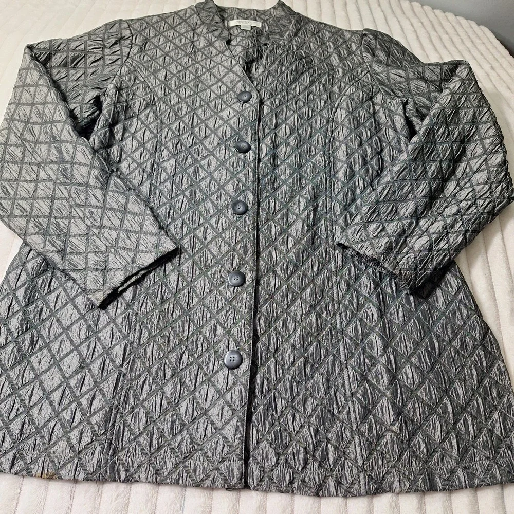Coldwater Creek Diamond Quilted Jacket Womens XL Smoke Gray Elegant Event - Picture 9 of 9